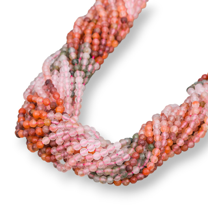 Quarzo Naturale Gradiente Perlina Tonda Sfaccettata Diamond Cut 3,5mm