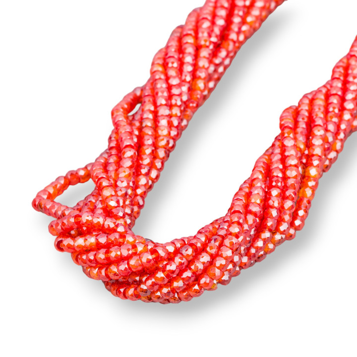 Natürliches Zirkonia Facettierte Rondelle 3x2mm Intensives Orangerot