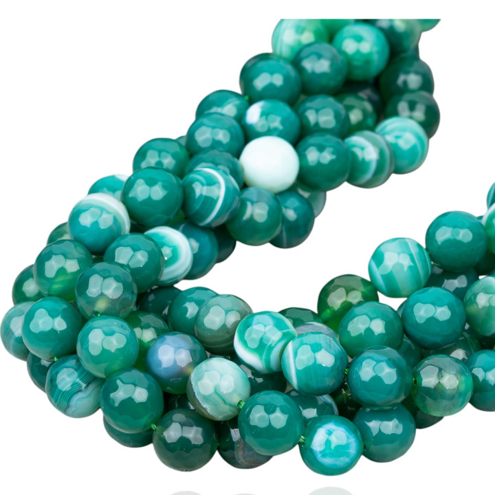 Agate Verte Rayée Facette 12mm