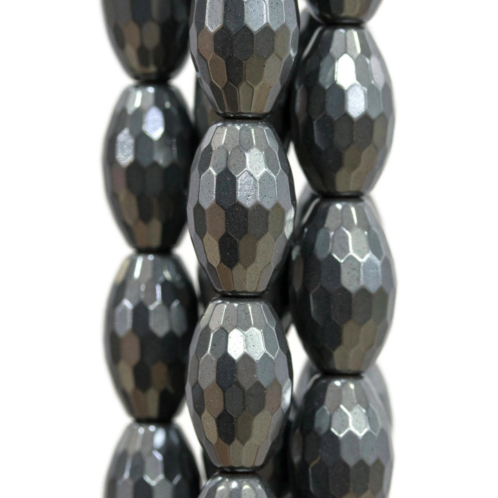 Hématite de Riz Facette 10x16mm Naturel Opaque