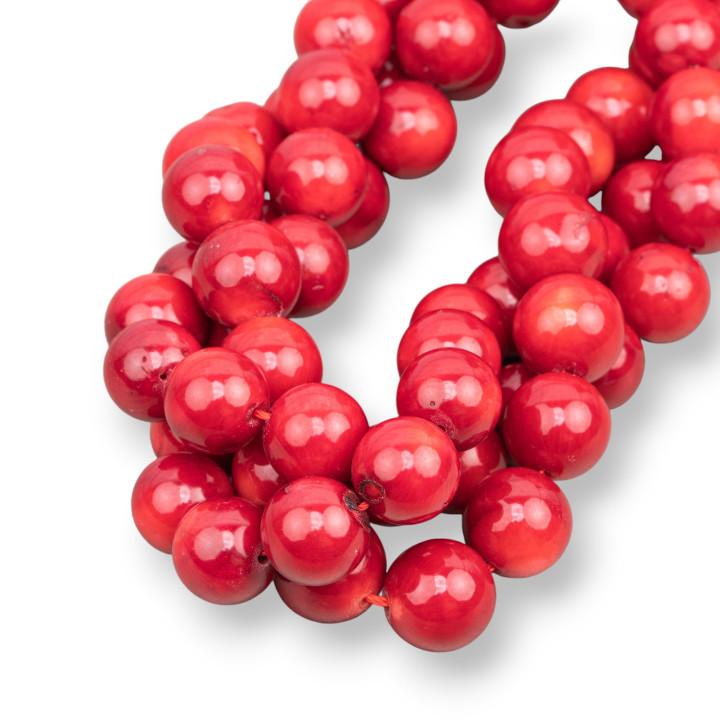 Red Bamboo Coral Στρογγυλό Λείο 15mm