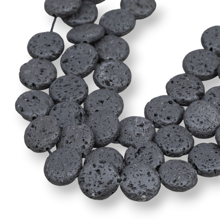 Glatter flacher runder Lavastein 18mm