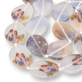 Agate Plate Ovale Pantographiée 30x40mm