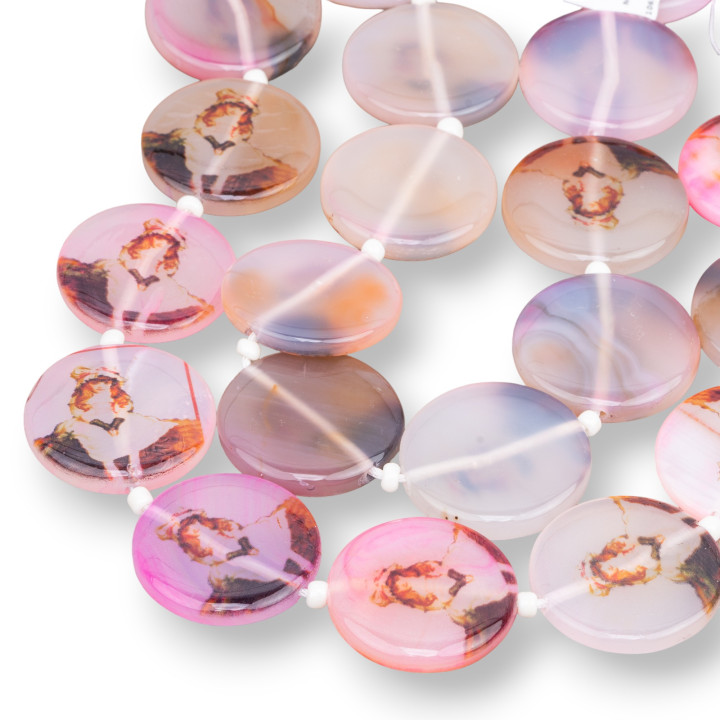 Flat Round Pantographed Agate 30mm