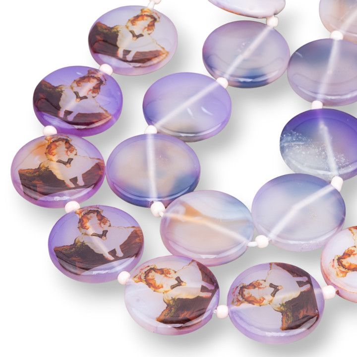 Assiette Ronde Agate Pantographiée 30mm Violet