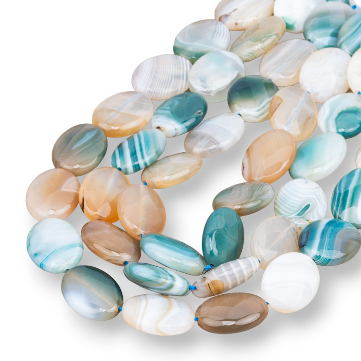 Gestreifter Achat Oval facettierte Platte 13x18mm Grün