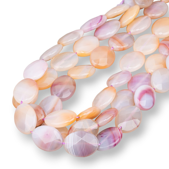 Gestreifter Achat, ovale, facettierte Platte, 15 x 20 mm