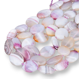 Ριγέ Αχάτης Οβάλ Επίπεδη όψη 15x20mm Μωβ