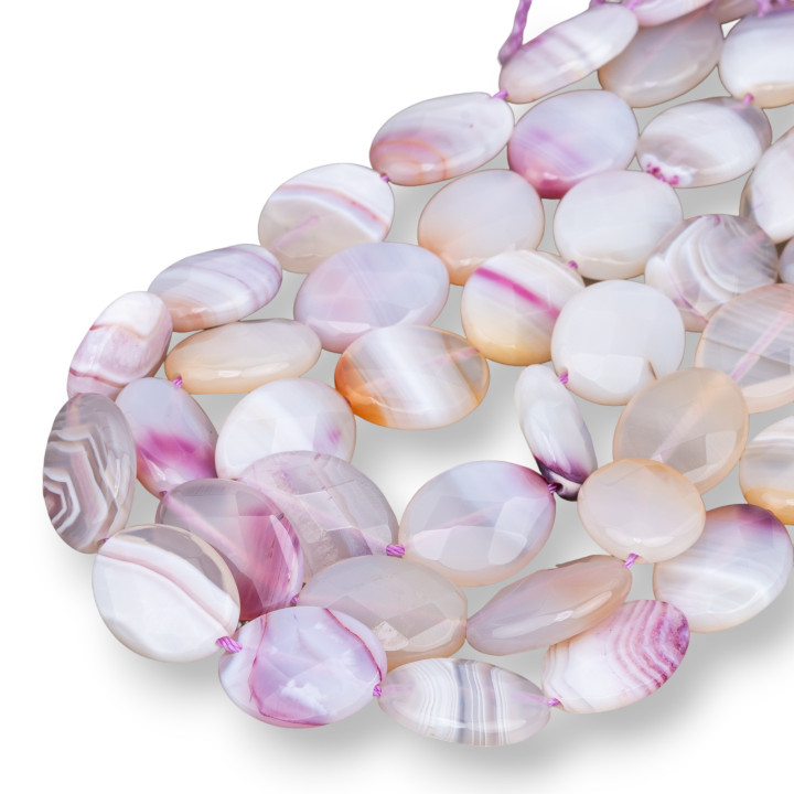 Agate Rayée Plaque Ovale Facette 15x20mm Violet