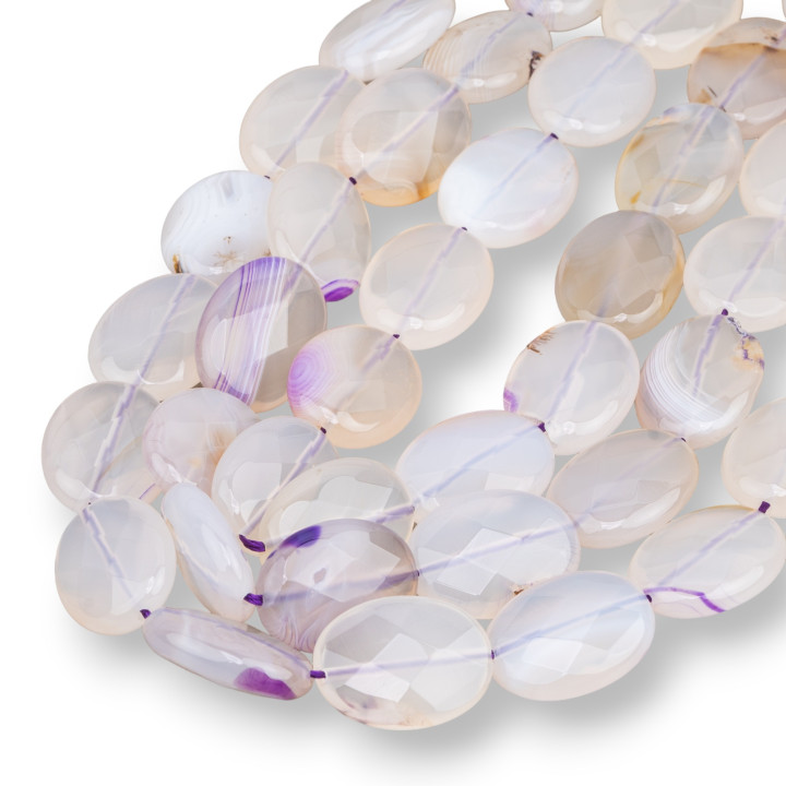 Ágata Rayada Plato Oval Facetado 15x20mm Morado Transparente
