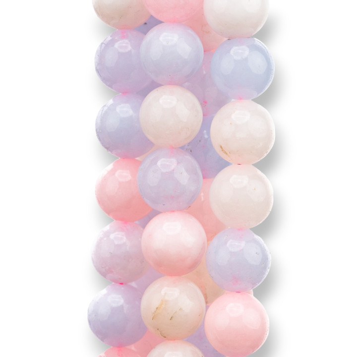 Farbiger Jadeit Jade Economic Line rund glatt 10 mm Beryll Mix voll