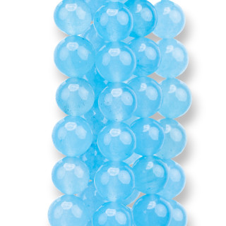 Jade Jade Coloreada Linea Economica Redondo Liso 10mm Celeste Transparente