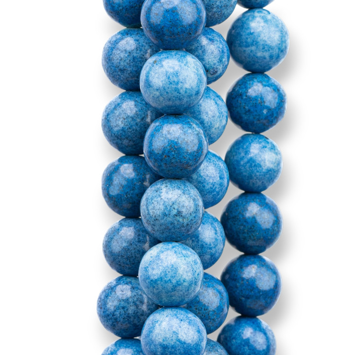 Jade Jade Coloré Ligne Économique Ronde Lisse 10mm Céleste Complet