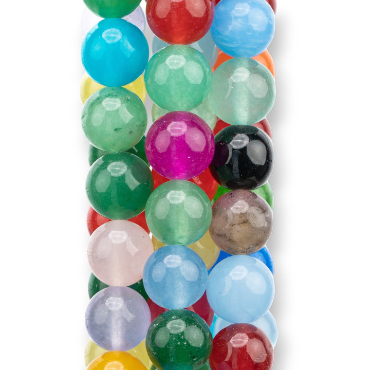 Farbiger Jadeit Jade Economic Line glatt rund 10 mm mehrfarbig