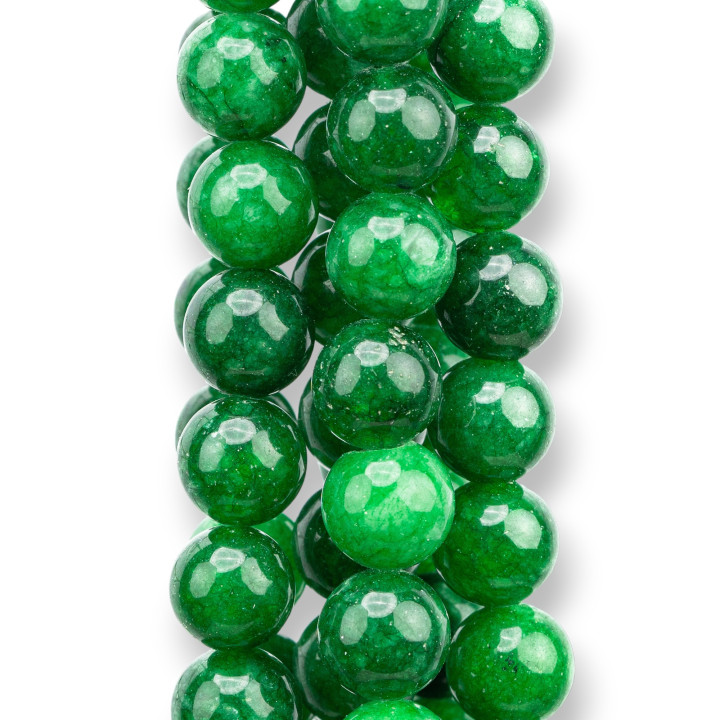 Giada Giadeite Colorata Linea Economica Tondo Liscio 10mm Verde Smeraldo