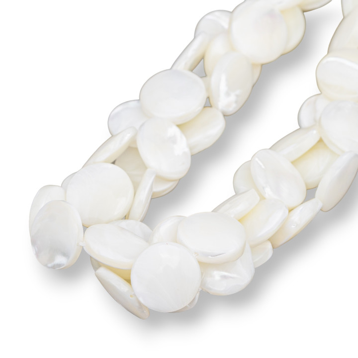 Nácar Blanco Redondo Plano Liso 20mm