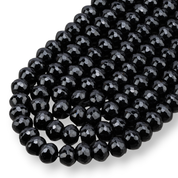 Facettierter Rondelle Onyx 12x8mm