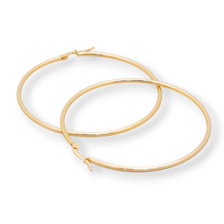 Smooth Steel Hoop Earrings 35mm 6 Pairs Gold