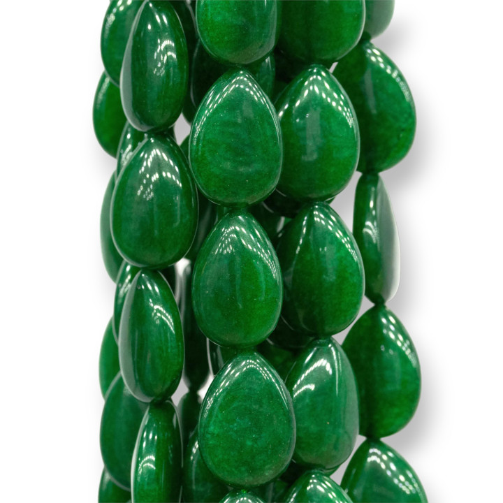 Jade Smeraldite glatte flache Tropfen 13x18mm