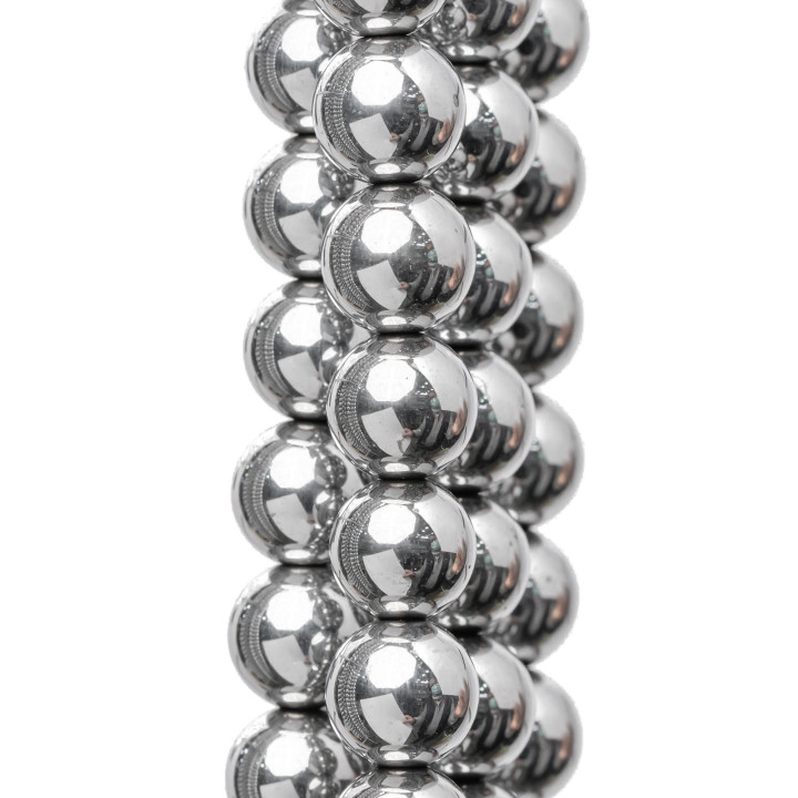 Lisse Rond Hématite 12mm Argent