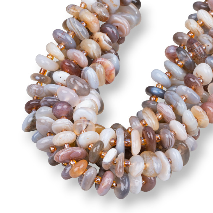 Botswana Agate Rondelle Irregular Tumbled Stone 8-11mm