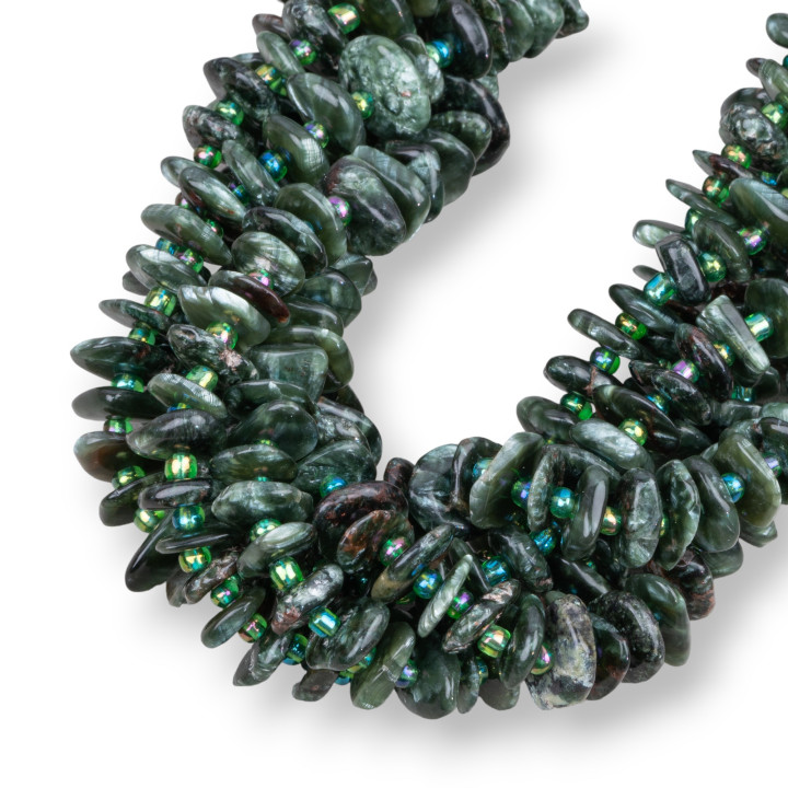 Grüner Granat Rondell getrommelter unregelmäßiger Stein 8-11 mm