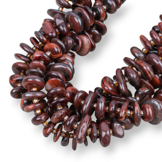 Ojo de Tigre Rojo Rondelle Piedra Tumbled Irregular 8-11mm