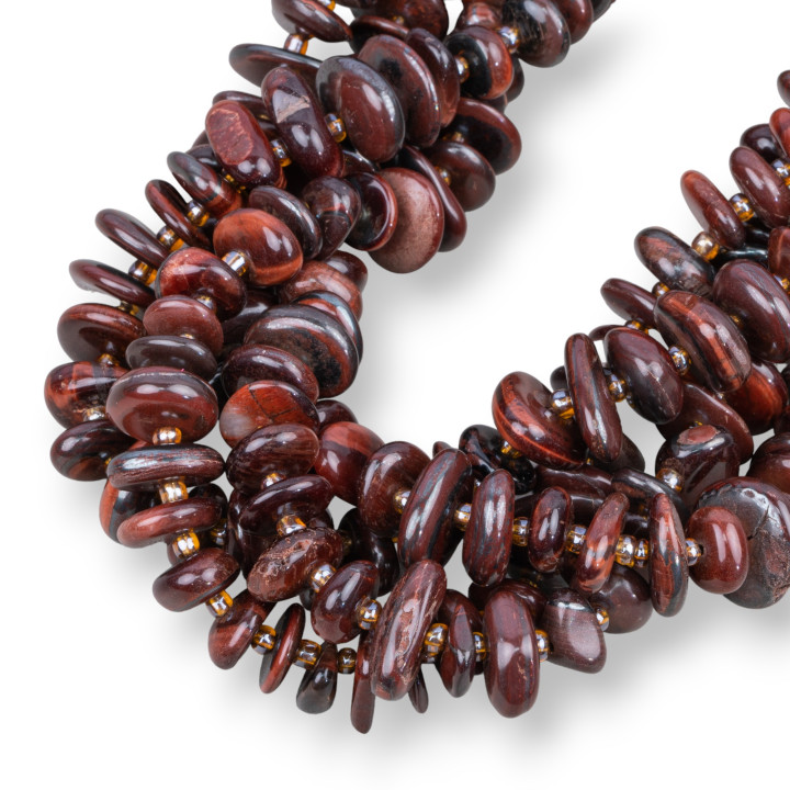 Roter Tigerauge Rondelle Unregelmäßiger Trommelstein 8-11 mm