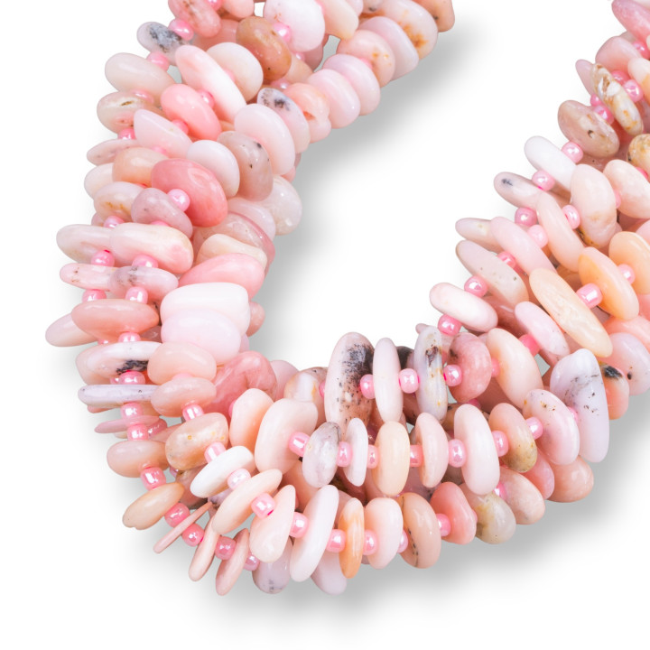 Pink Opal Rondelle Irregular Stone Tumbled 8-11mm