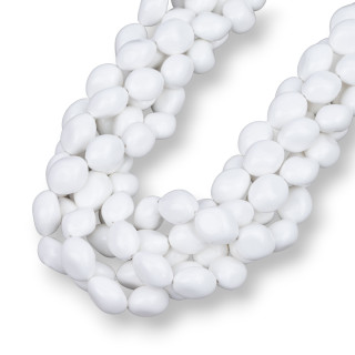 Coral Blanco Pasta 4 Flores Piedras 10x12mm Largo 50cm Made In Italy