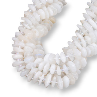 White Moonstone Rondelle Irregular Tumbled Stone 8-11mm