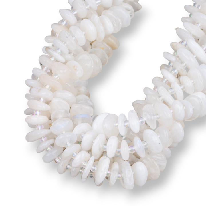 Λευκή Moonstone Rondelle Irregular Tumbled Stone 8-11mm