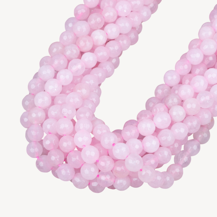 Quarzo Rosa Perlina Tonda Sfaccettata 6mm Milk Intenso