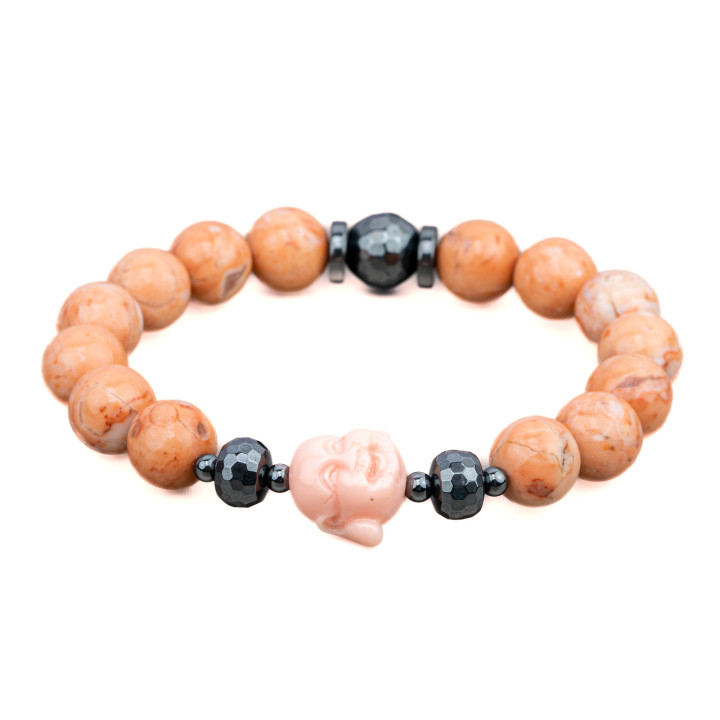 Stretch-Armbänder aus 10 mm harten Steinen, Hämatit und Pulverharz Buddah