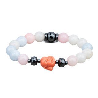 Stretch-Armbänder aus 10 mm harten Steinen, Hämatit und Harzmischung Buddah