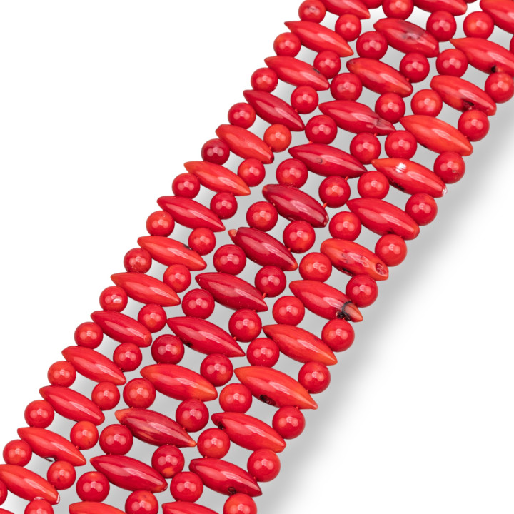 Coral Bambú Rojo Arroz Y Bolas 14x05mm