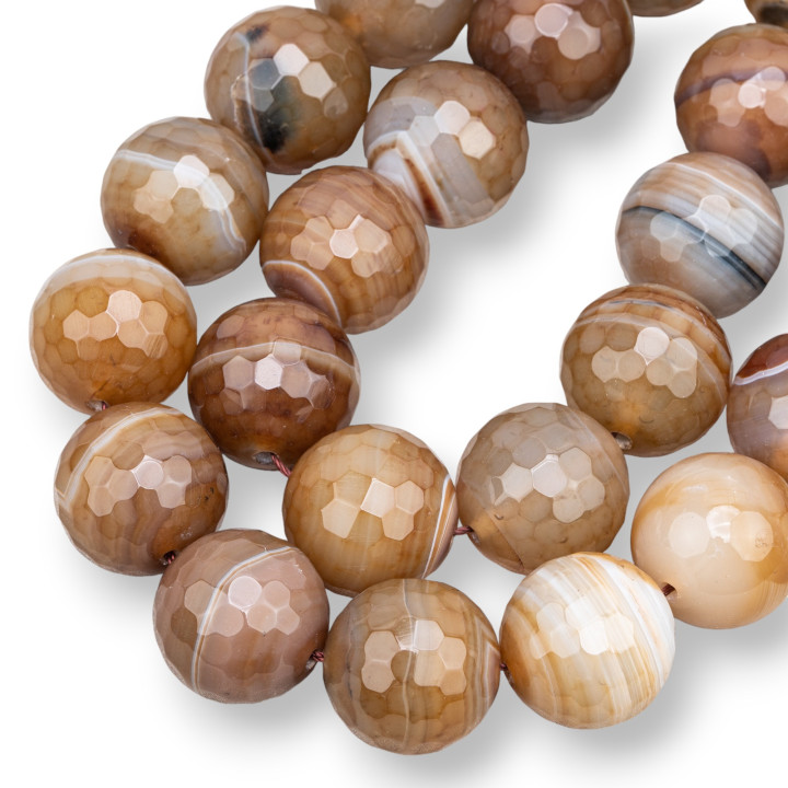 Agate Brune Rayée Facette 20mm Clair