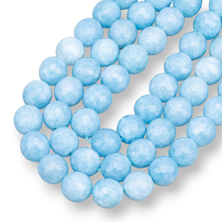 Intensive 12 mm facettierte Aquamarin-Jade