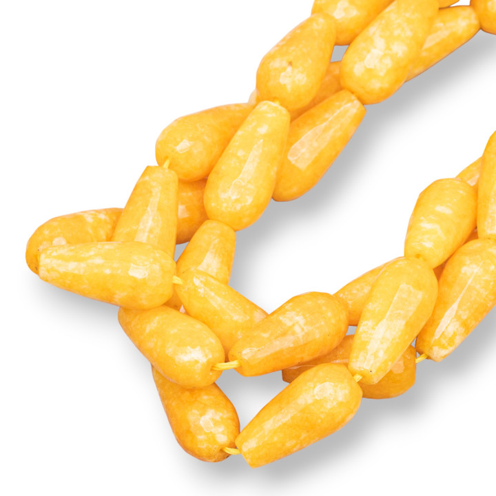 Yellow Jade Faceted Briolette Drops 10x20mm