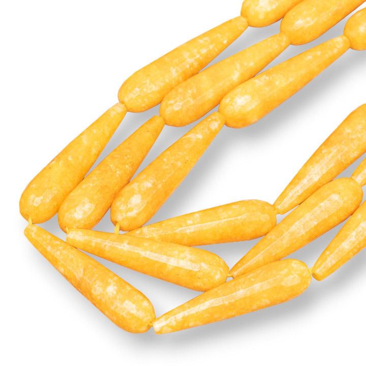 Yellow Jade Faceted Briolette Drops 10x40mm