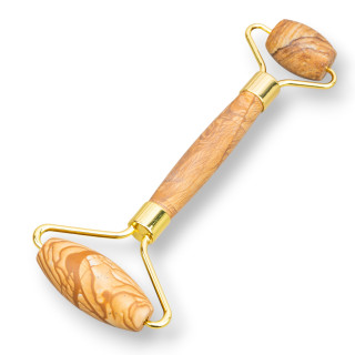 Masseur à rouleaux en pierres dures naturelles et laiton doré Paese Stone