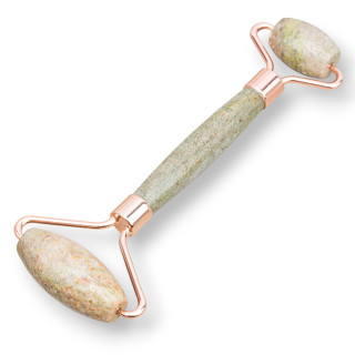 Masajeador De Rodillos De Piedras Duras Naturales Y Latón Unakita Oro Rosa