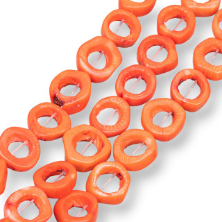 Rohe orange Bambuskoralle gebohrt 14-20mm