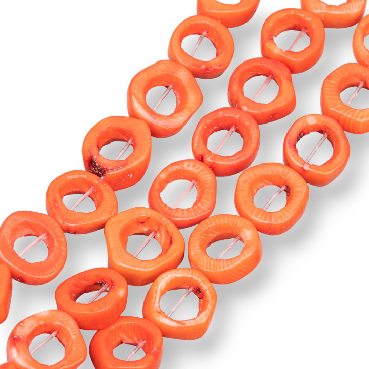 Rohe orange Bambuskoralle gebohrt 14-20mm