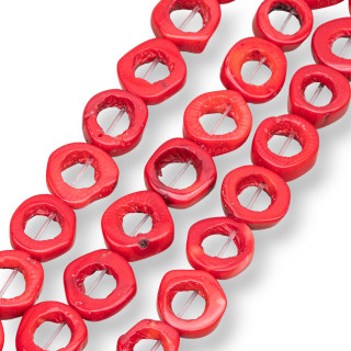 Coral Bambú Rojo Crudo Perforado 14-20mm