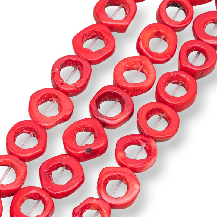 Corallo Bamboo Rosso Grezzo Forato 14-20mm
