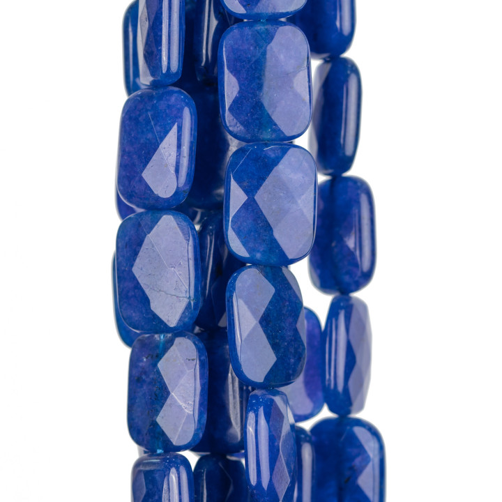 Jadeblauer Lapis, flaches Rechteck, facettiert, 15 x 20 mm