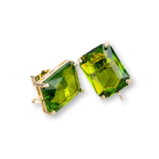Bronze facettiert rechteckig Katzenauge Ohrstecker Basis 12 x 16 mm 4 Paar grüner Peridot