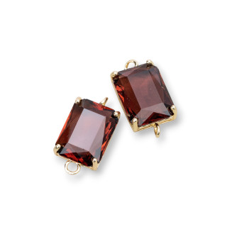 Composant Intermédiaire Bronze Avec Cristaux CZ Rectangle À Facettes 12x16mm 8pcs Violet