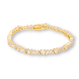 925 Silber Armband 'Amelia' mit Baguette Zirkonia Breite 5.5mm Länge 18cm Gold